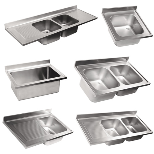Top sinks in stainless steel