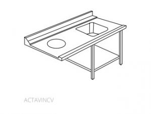 ACTAVINCVDX Right sorting entry table with basin with upstand 1210x780 for LAPI50C and LAPI50CPL dishwashers