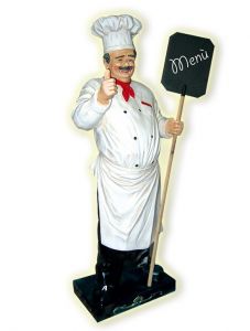 ER006 Chef avec moustache tridimensionnelle 180 cm de haut avec tableau noir