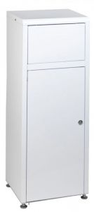 T789006 White steel waste container with swinging door 50 liters